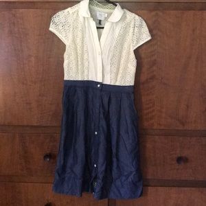Lace and chambray dress from Anthropologie